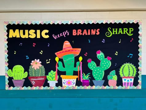 Bulletin Board Ideas Music, Music And Movement Bulletin Board, Musical Bulletin Board Ideas, Elementary Music Classroom Decor Bulletin Boards, Spring Music Bulletin Boards, Music Theme Classroom Ideas, Music Room Door Decorations, Back To School Music Bulletin Boards, Music Themed Bulletin Boards