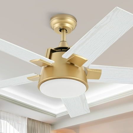 Designed with your convenience in mind, our Dextrus Ceiling Fan with Light comes with a 5-blade construction that delivers exceptional performance and efficient cooling. The memory function saves your preferred settings for easy operation, while the reversible motor provides year-round comfort. Whether you need to stay cool during hot summer days or stay warm in chilly winter nights, this ceiling fan has got you covered. Enjoy a comfortable and stylish living space with this versatile fan that is perfect for any room in your home- bedroom, living room, or patio. Install it indoors or outdoors, and experience a peaceful and calm environment with its ultra-quiet motor. - the perfect addition to any bedroom, living room, or patio! Specifications: BrandDEXTRUS Power Source: DC Style : Modern P Stylish Ceiling Fan With Light Living Room, Gold And White Ceiling Fan, Coastal Ceiling Fans With Lights Bedroom, Bedroom Light With Fan, Cute Ceiling Fans, Bedroom Light Fixtures With Fan, White And Gold Ceiling Fan, Ceiling Fan With Lights For Bedroom, Stylish Ceiling Fan With Light