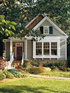 The Best Southern Living House Plans Under 2,000 Square Feet | Southern Living Green Bungalow, Oxford House, Exterior Siding Colors, Flip Ideas, Best Exterior Paint, House Paint Color Combination, Southern Living House Plans, Siding Colors, Outdoor House