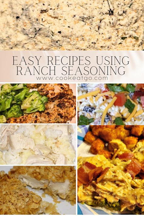 Mouthwatering recipes made with ranch seasoning! From crispy baked chicken to savory roasted veggies to pork and pasta salad, these dishes are flavorful and easy to make. Whether you're hosting a party or an easy weeknight dinner, these ranch-inspired recipes will be a family favorite! Pin to your Recipes Pinterest Board for later! Things To Make With Ranch Seasoning, What To Make With Ranch Seasoning, Ranch Seasoning Mix Recipes Dinners, Ranch Seasoning Dinner Recipes, Ranch Seasoning Mix Recipes Chicken, Chicken And Ranch Seasoning Recipes, Ranch Seasoning Recipes Dishes, Recipes Using Ranch Seasoning, Ranch Seasoning Recipes Dinners