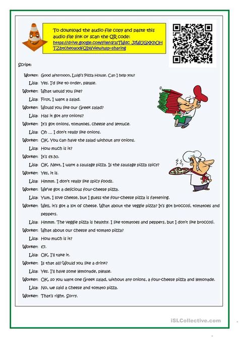 AT LUIGI'S PIZZA HOUSE - English ESL Worksheets for distance learning and physical classrooms Grammar Worksheets High School, Basic English Grammar Book, Pizza House, Travel English, Order Pizza, English Grammar Book, English Exercises, Grammar And Vocabulary, Writing Dialogue