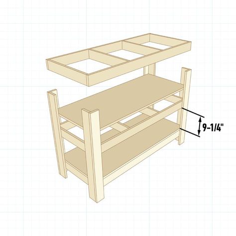 How to Build a DIY Workbench with Storage Small Workbench, Workbench With Storage, Building A Workbench, Workbench Plans Diy, Diy Projects Plans, Saw Wood, Tool Cart, Diy Workbench, Project Steps