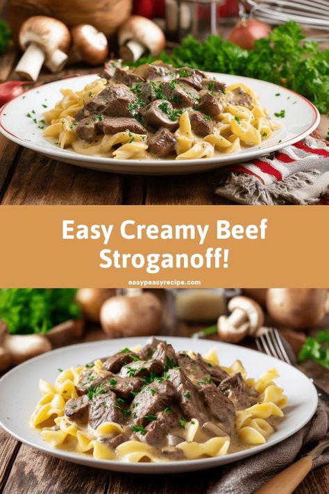 Easy Beginner's Beef Stroganoff Recipe: Creamy and Savory Comfort Food Classic Beef Stroganoff Recipe, Homemade Beef Stroganoff, Easy Beef Stroganoff, Best Beef Stroganoff, Beef Stroganoff Recipe, Beef Stroganoff Easy, Recipes Beef, Stroganoff Recipe, Homemade Beef