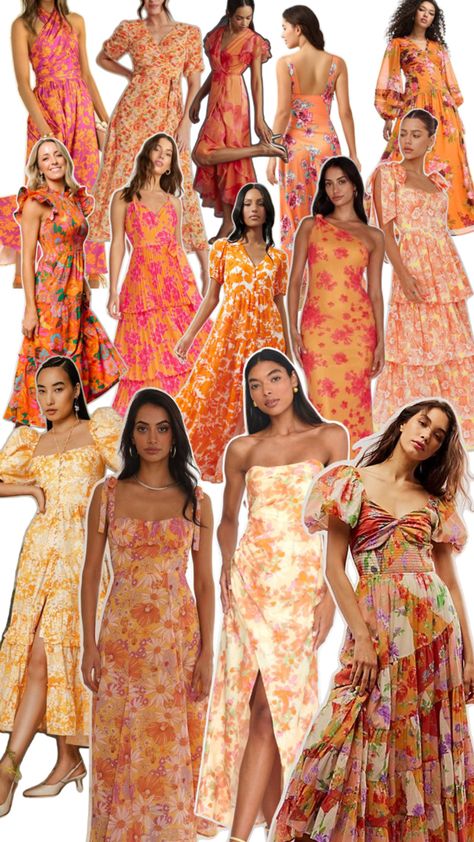 Orange Bridesmaids Dresses for garden party wedding, wildflower spring wedding inspiration aesthetic collage, floral orange bridesmaid dress Orange Bridesmaids Dresses, Orange Bridesmaid Dress, Orange Bridesmaids, Floral Bridesmaids, Orange Bridesmaid, Spring Garden Party, Orange Bridesmaid Dresses, Floral Bridesmaid Dresses, Floral Bridesmaid