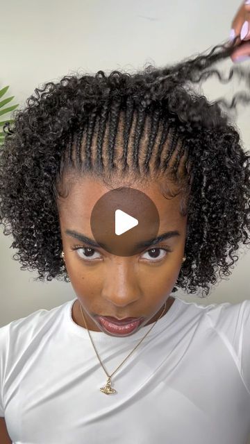 DSYB Hair✨ on Instagram: "Cute Natural Hairstyle Look ✨  #naturalhair #protectivestyles #curlyhair #naturalhairstyle #braids #fulanibraids #curls #naturalhairstyles #summerlook #blackgirlmagic #cornrows" Short Braids With Natural Hair, Cornrows Short Natural Hair, Natural Hair French Braid, Cute Natural Hairstyles For Short Hair Black Women, Cornrows With Afro Puff, Cornrow Protective Styles, Natural Cornrow Hairstyles For Black Women, Protective Hairstyles For Natural Hair 4c, Cornrow Hairstyles With Curls