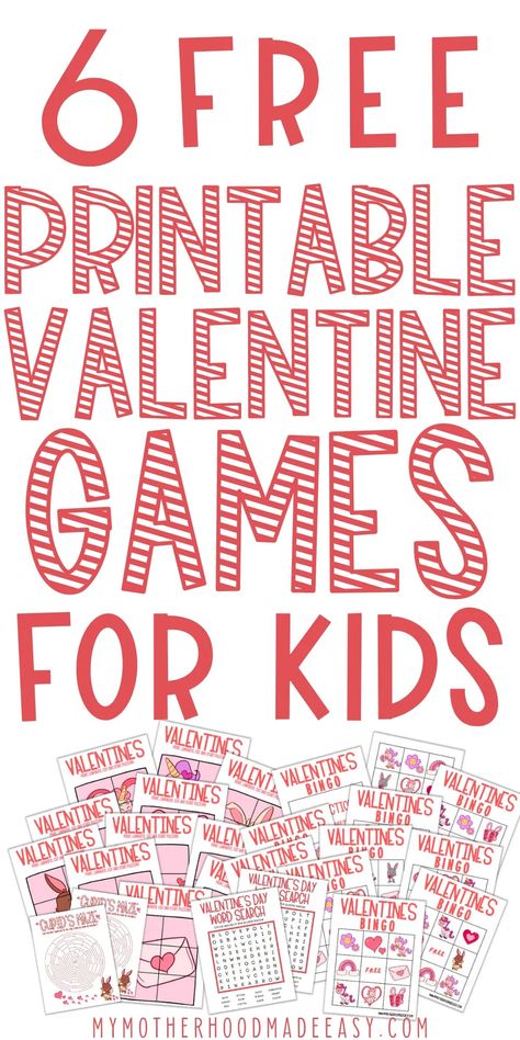 Are you looking for Free Printable Valentines Day Games PDF for kids to play this Valentine's Day? Here are 6 best Valentine's Day Games including Bingo, Word Search, Maze Puzzles, Puzzle Sets, and more! Valentines Kids Games, Kinder Valentines, Valentine’s Crafts for Kids, Valentines Day Activities, Valentine Party, Valentine Ideas, Printable Valentine, Valentine’s day party games, Valentines class party, Valentine party game, Valentine School Party. Grade School Valentine Party Games, Valentine’s Day Would You Rather For Kids, Valentine Games For Church Free Printable, Valentine’s Day Bingo Kids, Pin The Heart Valentine Game, Heart Games For Kids, Games For Valentines Day For Kids, Valentines Game For Kids, Valentines Day Bingo Printable Free