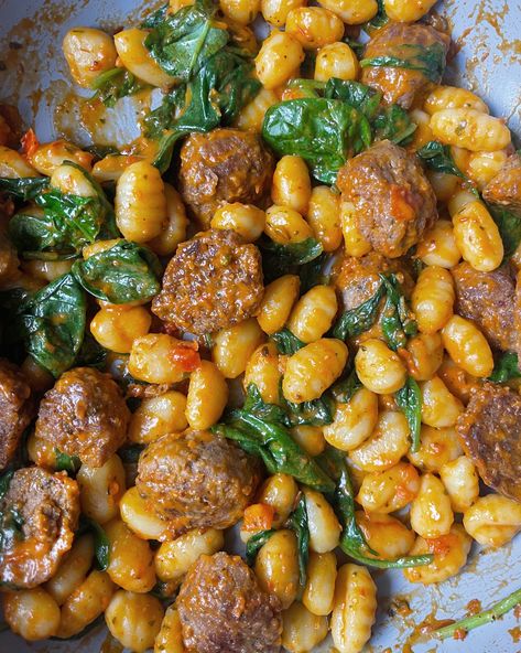 Trader Joe’s Cauliflower Gnocchi Oven, Meatballs With Gnocchi, Chicken Meatball Gnocchi, Tuscan Meatballs And Gnocchi, Slow Cooker Tuscan Meatballs With Gnocchi, Trader Joes Recipes Gnocchi, Trader Joes Stuffed Gnocchi, Stuffed Gnocchi Trader Joes, Trader Joe’s Gnocchi Soup