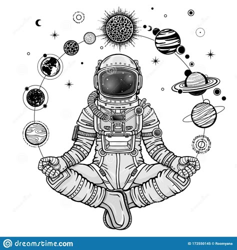 Monochrome Drawing: Animation Astronaut In A Space Suit Holds Planets Of The Solar System. Stock Vector - Illustration of animation, astronomy: 172550145 Astronaut With Planets Tattoo, Earth And Space Drawing, Astronaut In Space Drawing, Astronaut Art Drawing, Space Man Drawing, Astronaut Tattoo Stencil, Spaceman Drawing, Space Art Drawing, Futuristic Drawing