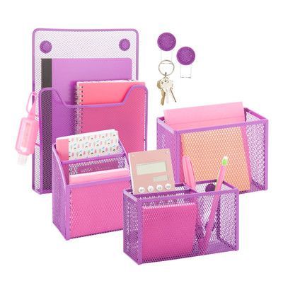 Purple Office Supplies, Locker Essentials, School Locker Organization, School Locker Decorations, Middle School Lockers, Back To School Kit, Middle School Supplies, Purple Office, Diy Locker