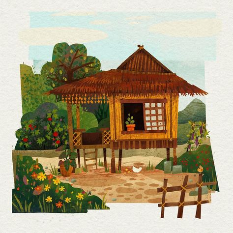 Experimented on a collage-ish style for this bahay kubo piece. I quite loved how it turned out. What do you think? I feel likei could hang this on my wall. 😁 I would love to do an actual collage someday when i have more time. #bahaykubo #procreateart #collage #architecture #pilipinas #filipino #culture #kidlit #childrensillustrations Wikang Filipino Art Aesthetic, Bahay Kubo Drawing Easy, Bahay Kubo Drawing, Filipino Culture Art, Philippines Illustration, Filipino Culture Collage, Filipino Aesthetic, Philippines Collage, Bahay Kubo Design Philippines