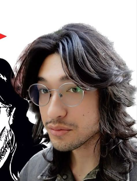 Long Hair And Glasses Men, Long Layered Hair Men, Black Men Long Hairstyles, Long Hair And Glasses, 2000 Hairstyles, Half Long Hair, Husband Hair, Hair And Glasses, Goth Things