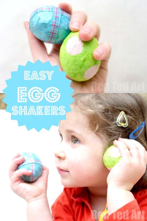 Egg Shaker Egg Shakers Diy, Diy Music Instruments, Easy Musical Instruments, Egg Shakers Preschool, Maracas Preschool Craft, Diy Maracas For Kids, Instrument Crafts, Easter Egg Maracas, Egg Shakers