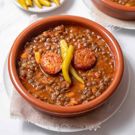 Crema Catalana Recipe, Spanish Lentil Soup, Spanish Dessert, Spanish Soup, Chorizo Recipe, Chorizo Soup, Traditional Spanish Recipes, Chorizo Recipes, Lentil Soup Recipes