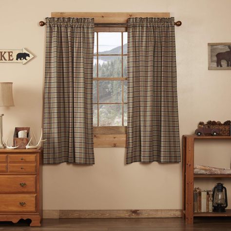 PRICES MAY VARY. 100% Cotton PRIMITIVE COUNTRY PANEL: Includes two 63 by 36 inch 100% cotton window panel with a 2-inch header and a 3.25-inch rod pocket. Includes two matching tiebacks. LIGHT FILTERING: Lined with white cotton to provide additional privacy while filtering out harsh outside light and preventing fading. PRIMITIVE COUNTRY DECOR: Versatile styling sure to match traditional country, vintage farmhouse, or rustic cottage decor. This collection is a favorite for charming vintage kitche Color Palette Wallpaper, Plaid Room, Palette Wallpaper, Cabin Curtains, Farmhouse Style Curtains, Country Style Curtains, Rustic Cottage Decor, Plaid Curtains, Vhc Brands