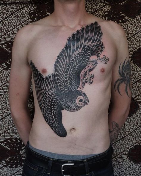 Chest Tattoos: The Definitive Inspiration Guide • Tattoodo Owl Tattoo Chest, Lion Chest Tattoo, Traditional Chest Tattoo, Rose Chest Tattoo, Eagle Chest Tattoo, Cool Chest Tattoos, Chest Tattoos For Women, Chest Piece Tattoos, Barred Owl