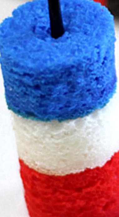 Fourth of July Firecracker Cakelettes filled with Pop Rocks! This is a really fun treat for both kids and adults. Cake rounds are stacked, layered with frosting, cored in the center and filled with pop rocks. Be sure to make extra as everyone will want to "re-pop!" ❊ Fun Treats, Pop Rocks, Cupcake Recipes, Fourth Of July, Frosting, 4th Of July, Cupcake, Photo Editing, Make Your