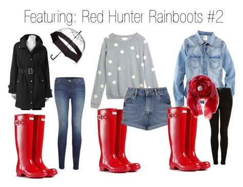 Outfits with red Hunter Rainboots #2 by elspired on Polyvore featuring polyvore, fashion, style, Chinti and Parker, H&M, Towne By London Fog, J Brand, Topshop, Hunter, Bungalow 8 and red hunter rainboots Red Rain Boots Outfit, Classy Sweater Dresses, Outfits With Red, Rainboots Outfit, Rain Boot Outfit, Red Rain Boots, Outfit Botas, Red Hunter, Red Rain