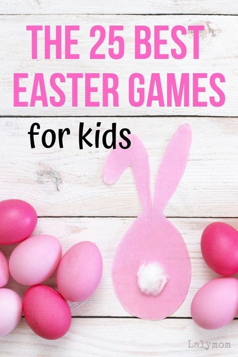 Make it the BEST EASTER EVER with these 25 quick, easy, fun Easter Games for Kids! Perfect for classrooms, youth groups, homeschool celebrations and more!  These Easter games can be played indoors and outdoors for fun anytime and anyplace. #easter #easterideas #easterparty #easterforkids #preschool  #homeschool Diy Easter Games, Easter Egg Games, Fun Easter Games, Preschool Easter, Easter Kindergarten, Easter Games For Kids, Easter Party Games, Egg Game, Easter Preschool