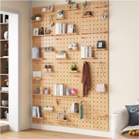 ALIGMA Wooden Pegboard Wall Mounted Display Storage Pegboard Panel Kit Wall Organizer For Home Office Garage (Color : Style 1, Size : 60x120cm/23.6x47.2in) Storage Pegboard, Wooden Pegboard, Pegboard Wall, Home Office Garage, Garage Office, Office Garage, Office Gym, Boys Rooms, Wall Organizer