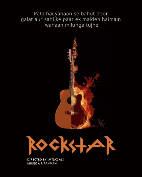 Ranbir Kapoor and Nargis Fakri stareer Rockstar and directed by Imtiaz Ali is beautiful movie Rockstar Movie Art, Rock Star Movie, Rockstar Movie, Joker Sketch, Imtiaz Ali, Yearbook Template, Film Posters Art, Rockstar Aesthetic, Vintage Music Posters