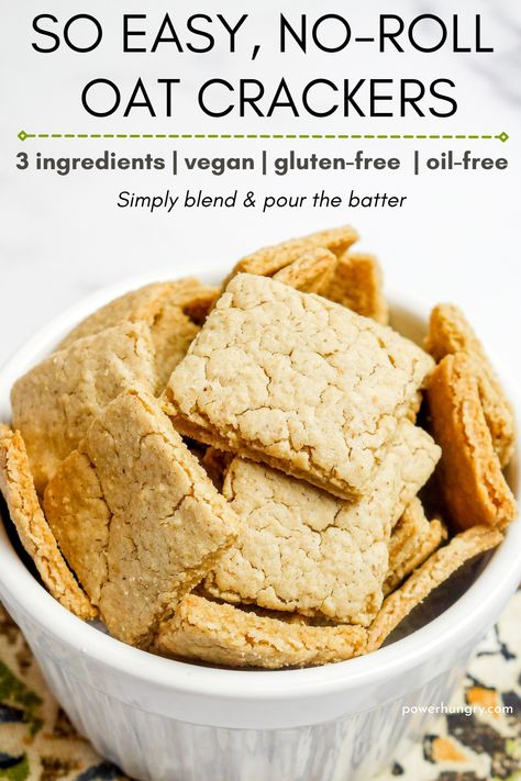 Oat Crackers, Oat Flour Recipes, Healthy Crackers, Gluten Free Crackers, Homemade Crackers, Vegan Crackers, Vegan Bread, Cracker Recipes, Free Snacks