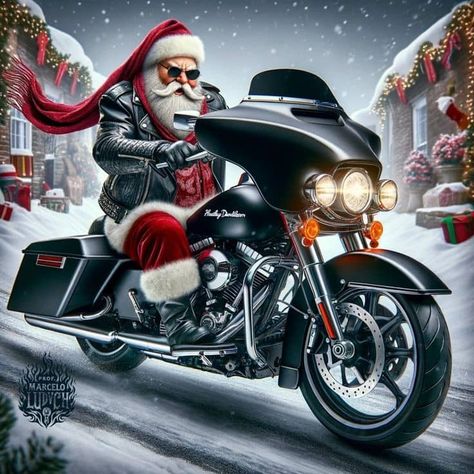 Good Morning Harley Davidson, Biker Christmas, Christmas Motorcycle, Pics Of Cars, Motorcycle Christmas, Harley Davidson Artwork, Motorcycle Artwork, Yule Christmas, Biker Quotes