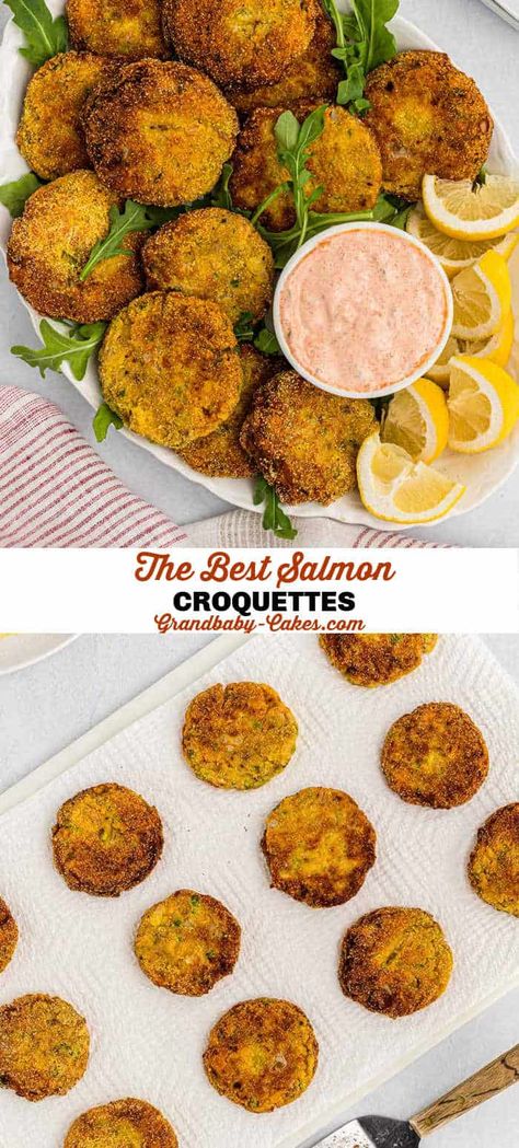 Salmon Croquets Recipe, Salmon Croquettes With Fresh Salmon, Salmon Croquettes Recipe Southern, Southern Salmon Croquettes, Easy Soul Food, Fish Croquettes, Salmon Croquettes Recipe, Cardboard Guitar, Salmon Patty