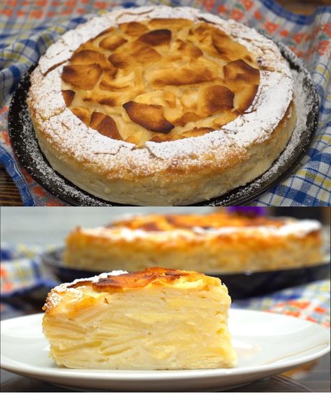 Delicious French Apple Pie - Greenku Recipes Apple Flan Recipe, French Apple Pie With Icing, Russian Apple Pie, French Apple Pie, French Pie, Swedish Apple Pie, Apple Pie Filling Recipes, Apple Custard, Apple Pastry