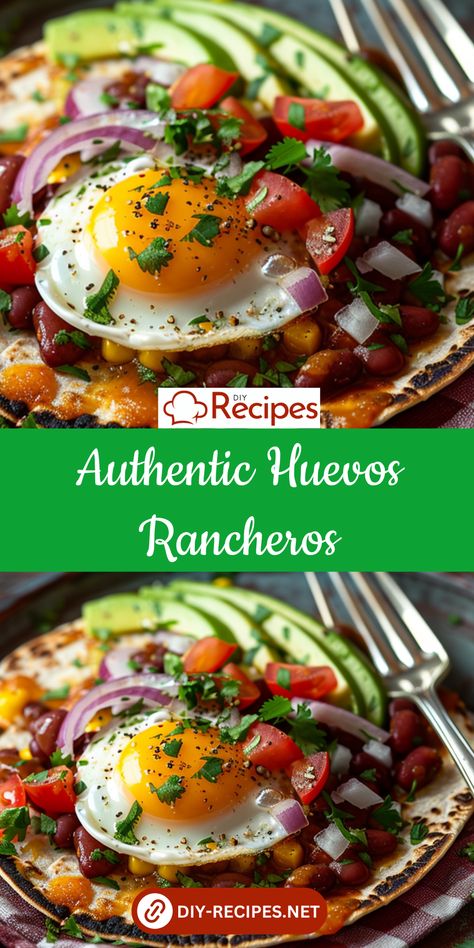 Enjoy authentic Huevos Rancheros with crispy tortillas, creamy refried beans, and flavorful ranchero sauce. Topped with a perfectly fried egg and fresh avocado slices. Authentic Huevos Rancheros, Huevos Rancheros Breakfast, Traditional Mexican Breakfast, Huevos Rancheros Recipe, Carribean Food, Ground Beef Casserole, Food Stands, Dessert Appetizers, Waffle Recipes