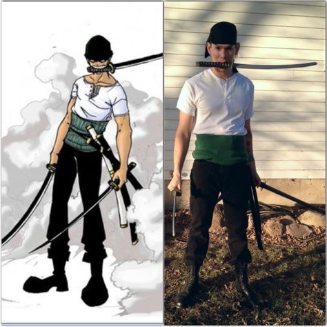 Zoro Costume For Men, Zoro Cosplay Male, Roronoa Zoro Outfits, Diy Zoro Cosplay, One Piece Cosplay Zoro, Zoro Outfit One Piece, Easy Anime Cosplay Ideas Men, Zoro One Piece Costume, Easy One Piece Cosplay