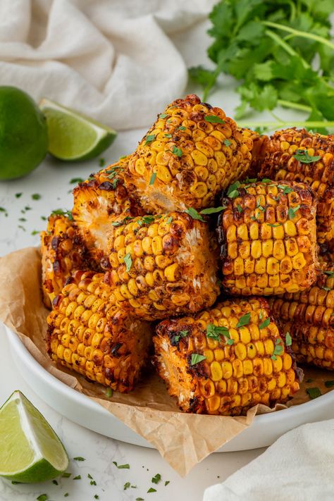 Wingstop corn recipe Corn On The Cob Bites, Corn On The Cobb Ideas, Corn On The Cob Appetizers, Wingstop Corn On The Cob, Wingstop Corn Recipe Air Fryer, Sides For Garlic Chicken, Wing Stop Corn Recipe Air Fryer, Wing Dinner Sides, All American Recipes