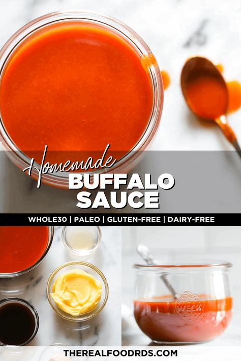 You will want to put this Homemade Buffalo Sauce on everything! Yes, everything! Not only is this a Whole30 Buffalo Sauce recipe, but it comes together so easily with just six everyday ingredients. Buffalo Sauce For Wings, Diy Buffalo Sauce, Buffalo Sauce Recipe Easy, Buffalo Sauce Recipe, Homemade Buffalo Sauce, Buffalo Wing Sauce, Wing Sauce, Glass Jars With Lids, Buffalo Sauce