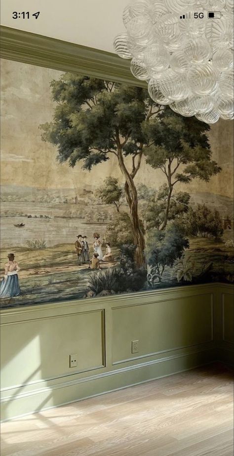 English Neoclassical Interior, Modern Wall Decor Ideas, Dining Room Mural, Slc Interiors, Design Bedroom Ideas, Scenic Wallpaper, Ideas Living Room, Design Exterior, Dream Decor