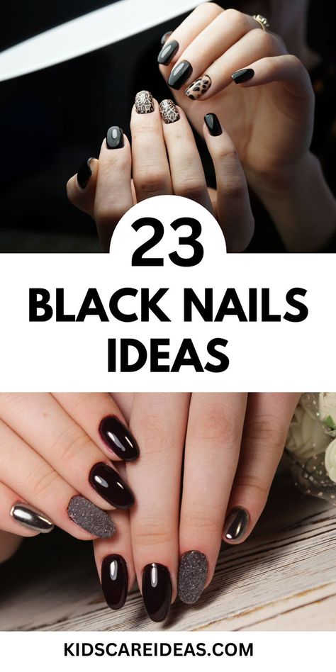 Elegant Black Nails Ideas displayed in various styles. Short Matte Black Nail Designs, Black November Nails, Black Almond Nails Designs Simple, Black Powder Nails, Short Nails Black Design, Black Tie Event Nails, Minimalist Black Nails, Classy Nails Black, Edgy Black Nails