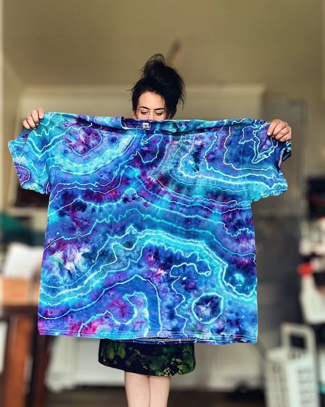 Another #customorder #geode #tiedyeshirt these are available under the #madetoorder section in my #etsyshop 💕 Geode Tye Dye How To, Geode Tye Dye, Tie Dye Galaxy, Mermaid Tye Dye Shirt, Oversized Tie-dye Hand Dyed Sweatshirt, Tie Dye Shirt, June 19, Diy Tutorials, Custom Orders