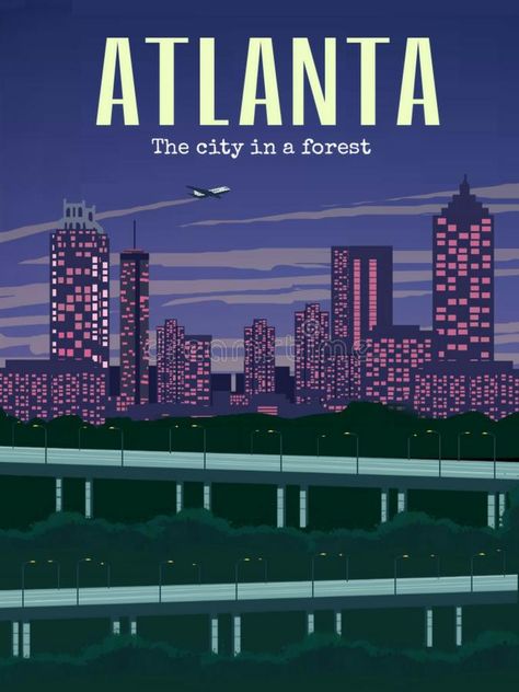 Atlanta Poster, Metropolis Poster, Truist Park, Poster Layouts, Georgia Trip, Atlanta Travel, Atlanta Usa, Atlanta City, Atlanta Skyline