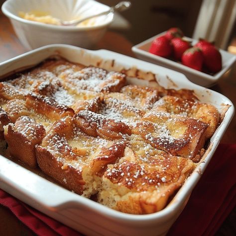 Baked French Toast For Two, Bake French Toast In Oven, Easy Overnight French Toast Casserole, Frenchtoastcasserole Easy, French Toast In The Oven, Sheet Pan French Toast, Easy Baked French Toast, Texas French Toast, Oven Baked French Toast