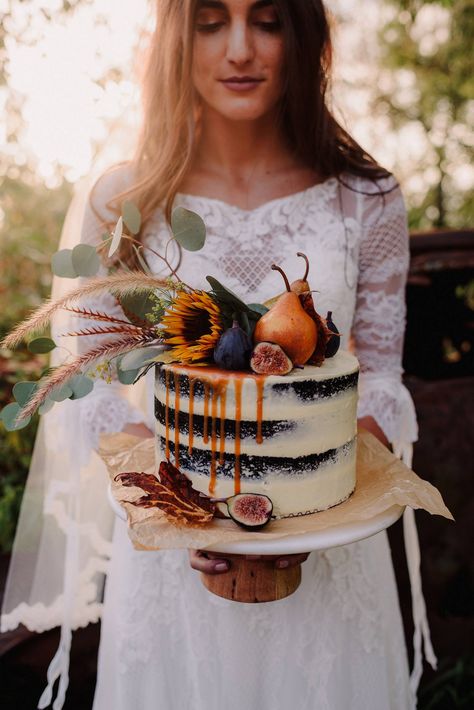 AUTUMN HARVEST WEDDING INSPIRATION WITH EARTHY AND ETHEREAL AESTHETICS NAKED CAKE CARAMEL DRIPPING via Wedding Planner & Guide Harvest Wedding, Wedding Planner Guide, Naked Cakes, Fall Cakes, Wedding Cake Rustic, Fall Wedding Cakes, Wedding Cake Inspiration, Autumn Harvest