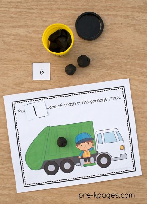 Garbage Truck Math Preschool, Sanitation Worker Preschool, Community Helpers Garbage Collector, Professions Activities Preschool, Trash Activities Preschool, Police Community Helper Activities, Garbage Collector Community Helpers, Garbage Man Crafts For Preschool, Community Helper Preschool Activities