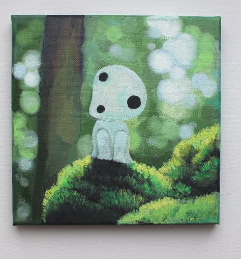 Princess Mononoke Painting Acrylic, Studio Ghibli Oil Painting, Ghibli Oil Painting, Easy Ghibli Painting, Ghibli Canvas Painting, Studio Ghibli Canvas Painting, Studio Ghibli Acrylic Painting, Ghibli Acrylic Painting, Princess Mononoke Painting