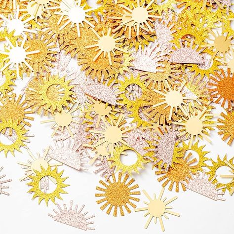 Amazon.com: Winnwing Boho Sun Confetti Glitter Muted Sun Scatter Paper You Are My Sunshine Table Decor Groovy Retro First Trip Around the Sun Party Decorations Supplies for 1st Birthday Baby Shower, 240 Pcs : Home & Kitchen Halfway Around The Sun, Bunko Party, Retro Themed Party, Sunshine Birthday Theme, Summer Baby Shower Ideas, Summer Solstice Party, Sunshine Decorations, 1st Trip Around The Sun, Solstice Party