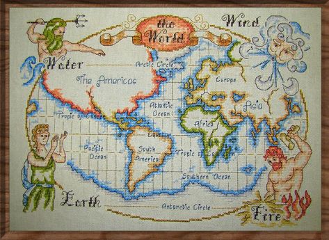 World Map by Katjakay on DeviantArt Cross Stitch Map, Metallic Pattern, Ancient Maps, Digi Stamps, Needle Arts, Cross Stitch Charts, Crazy Quilts, Map Art, Cross Stitch Designs