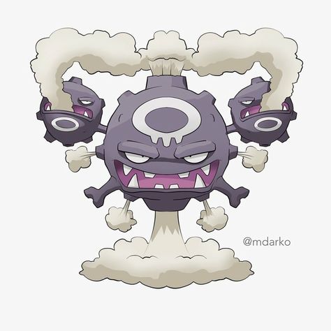 Mega Weezing Fan Made Mega Evolutions, Pokemon Mega Evolution Fan Art, Fakemon Mega Evolution, Pokemon Mega Evolution, Ancient Pokemon, Mega Evolution Pokemon, Pikachu Drawing, Pokemon Painting, Pokemon Fake