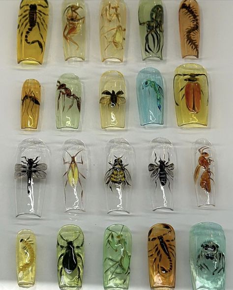 @srorrim.mirrors Insect Nails, Bug Nails, Glass Nails Art, Goth Nails, Nails Only, Nail Swag, Bugs And Insects, Nail Art Ideas, Fire Nails