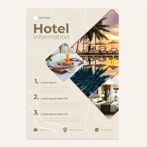 Hotel Poster Design Ideas, Hotel Flyer Design, Hotel Poster Design, Hotel Marketing Design, Information Template, Poster Design Kids, Hotel Poster, Hotel Ads, Hotel Marketing