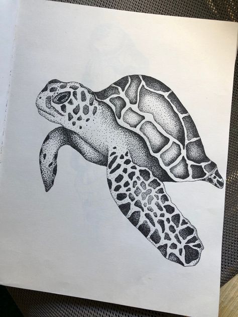 Stipple Animal Art, Pen Dot Art Animals, Turtle Stippling Art, Dot Pen Drawing, Dot Art Pencil, Drawing With Dots Ideas, Turtle Pointillism, Pointillism Art Ideas, Dot Art Sketch