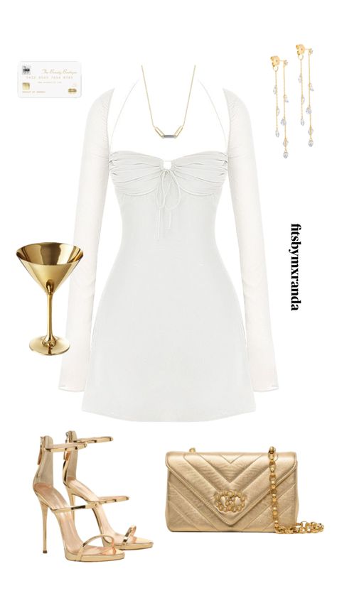 GOLD OOTD #outfitinspo #goldaesthetic #gold #outfit #outfitinspiration White And Gold Outfits Classy, White And Gold Outfits, Gold Outfits, Womens Business, Dressy Outfit, Sporty Looks, Dressy Casual Outfits, Gold Outfit, Outfits Classy