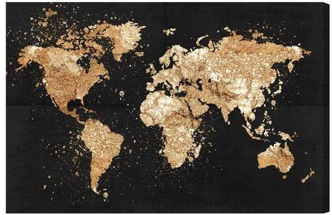 Brayden Studio Mapamundi on the Rocks Night Graphic Art on Wrapped Canvas Gold World Map, Tiny People, World Map Art, Hanging Paintings, World Images, On The Rocks, Landscape Pictures, Laptop Wallpaper, Oliver Gal