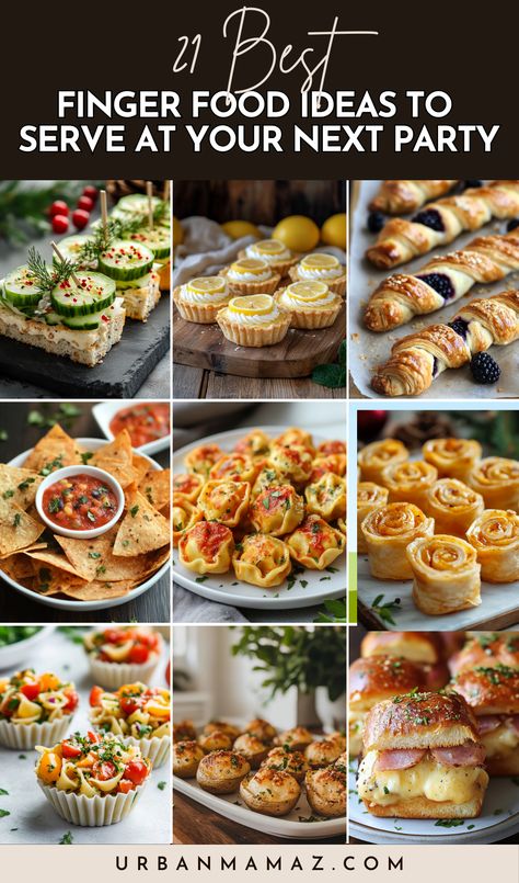 Planning your next party? Check out these 21 Best Finger Food Ideas to Serve at Your Next Party—perfect for easy, delicious bites that your guests will love! Hosting Appetizers Entertaining, Finger Foods Ideas For Party, Pregnant Friendly Appetizers, Unique Finger Foods, Party Spread Ideas, Party Hors D’oeuvres, Cute Appetizers For Party, Simple Finger Foods For Party, Elegant Appetizers For Party Small Bites