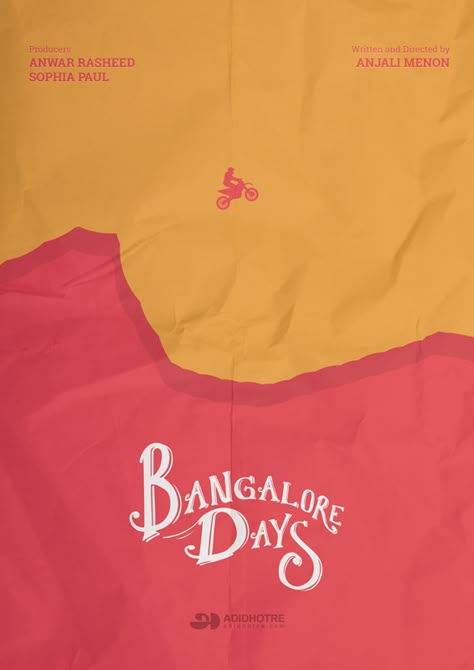 Bangalore Days by Aditya Dhotre, via Behance Bangalore Days Poster, Bangalore Days Aesthetic, Bangalore Days Movie Aesthetic, Bangalore Poster, Pada Cassette, Anjali Menon, Cinema Wallpaper, Bangalore Days, Letters Calligraphy